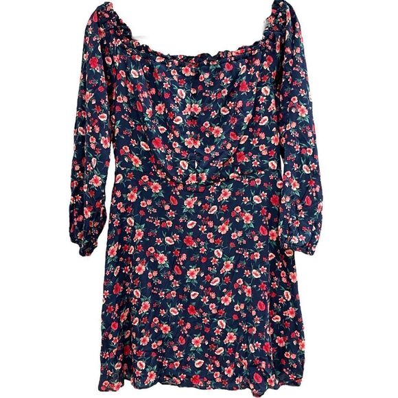 B. Darlin Women's Navy Blue & Red Off-The-Shoulder A-Line Dress Size 13/14 NWT - Picture 2 of 12